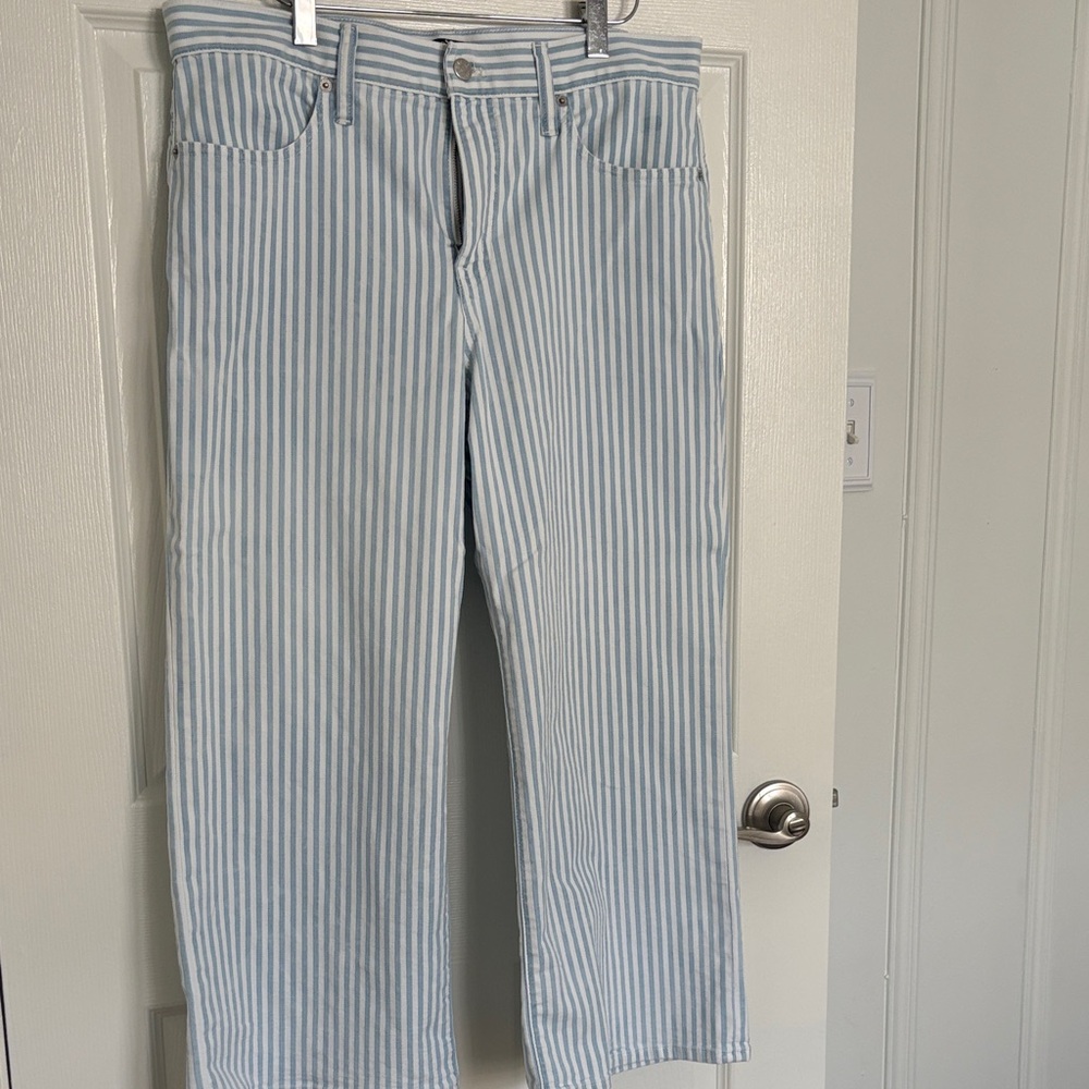 Blue and white stripe- JCrew Factory wide leg crop- size 31P
